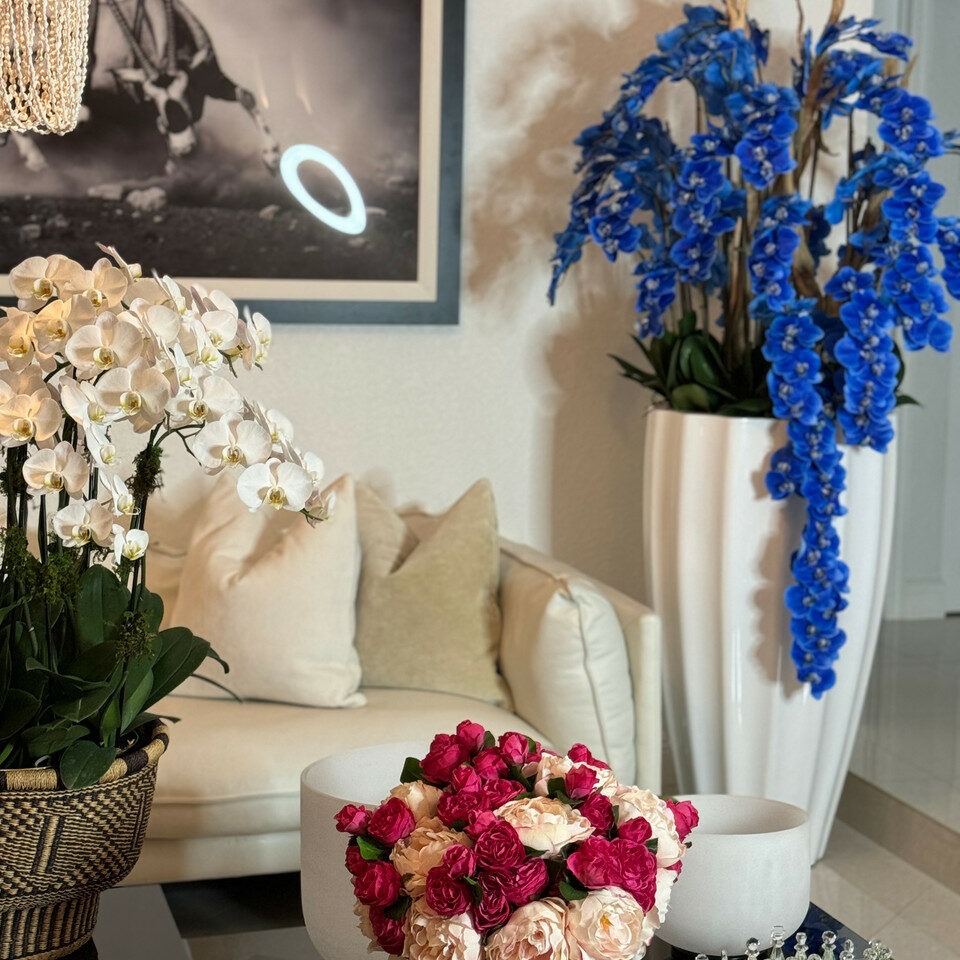 Alocasia Red Prince in extra large Ben pot with glossy white finish