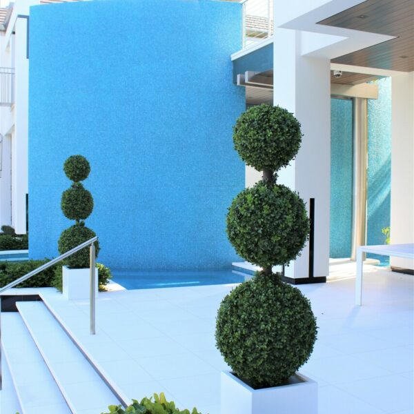 Triple Ball Topiary with Medium Block Fiberglass Pot