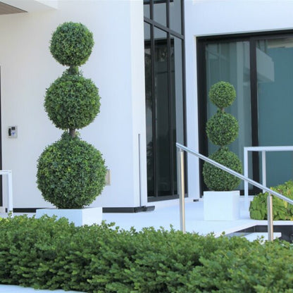 Triple Ball Topiary with Medium Block Fiberglass Pot
