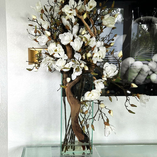 White Magnolias Vase in 20″ Tall Modern Home