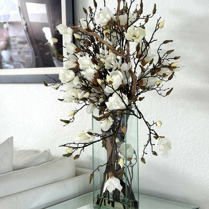 White Magnolias Vase in 20″ Tall Modern Home