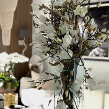 White Magnolias Vase in 20″ Tall Modern Home