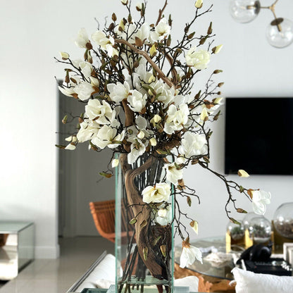 White Magnolias Vase in 20″ Tall Modern Home